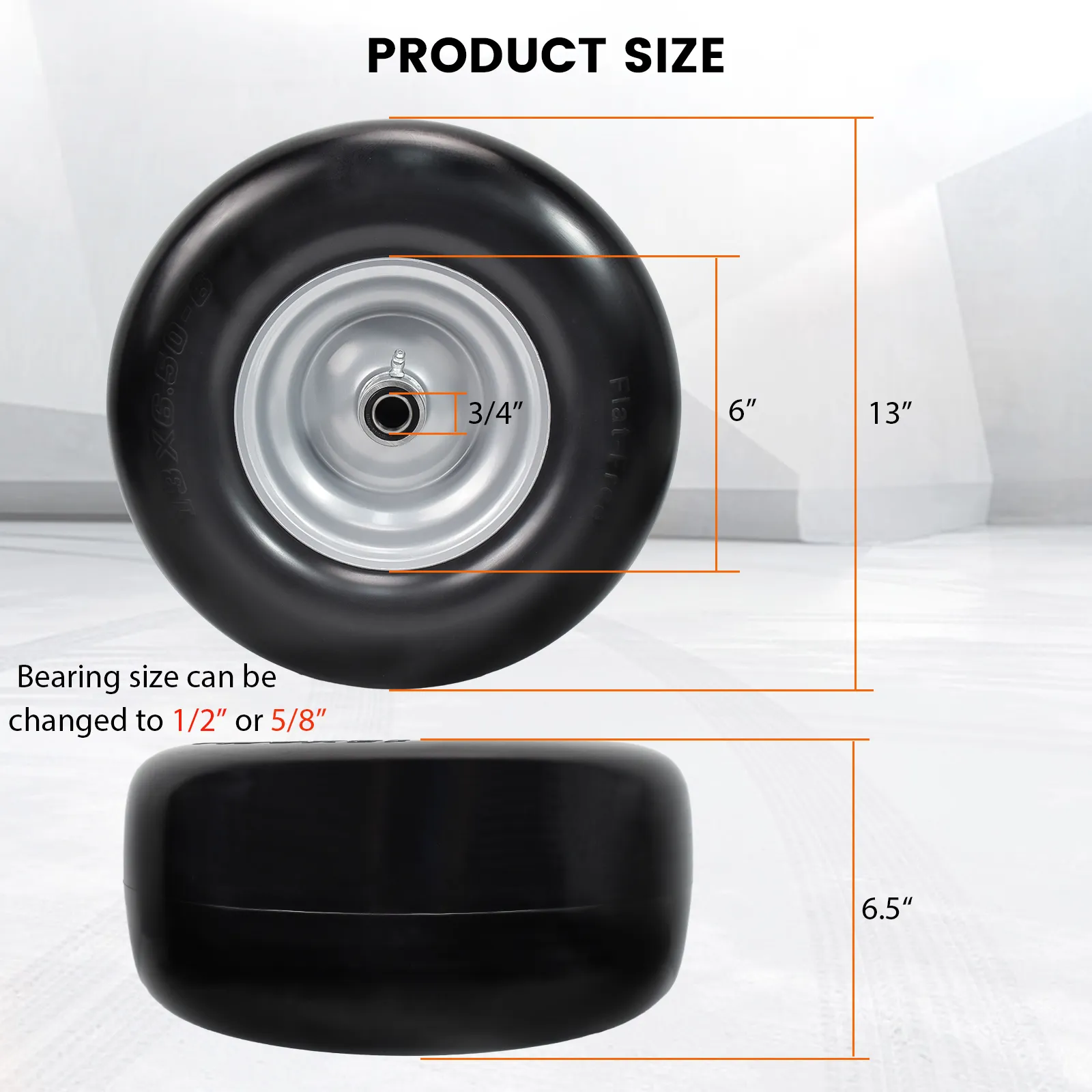 13x6.50-6" Flat Free Lawnmower Tire on Wheel 13x6.50-6" Flat Free Lawnmower Tire on Wheel