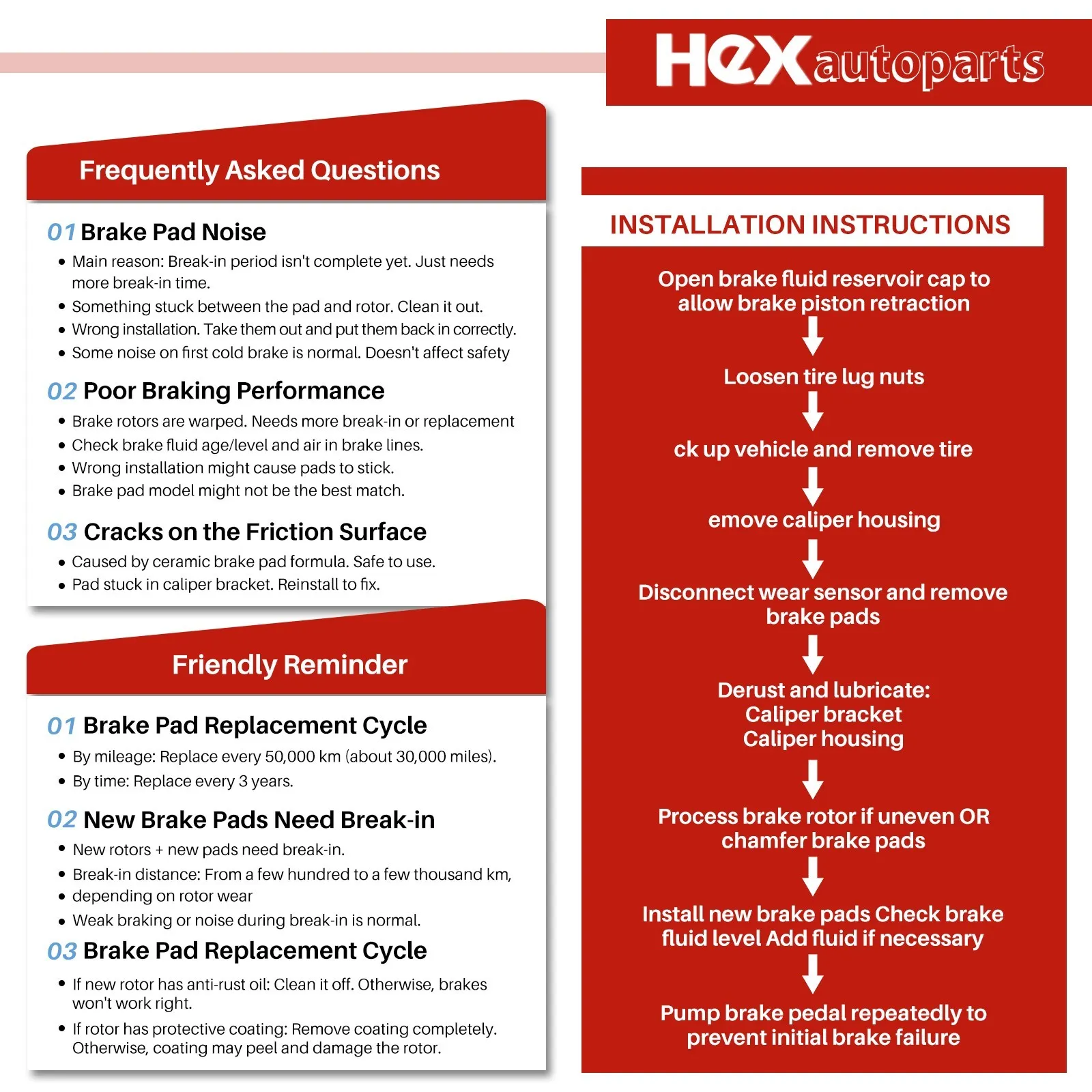 Hex Autoparts Brake Pads Installation Guide & FAQs