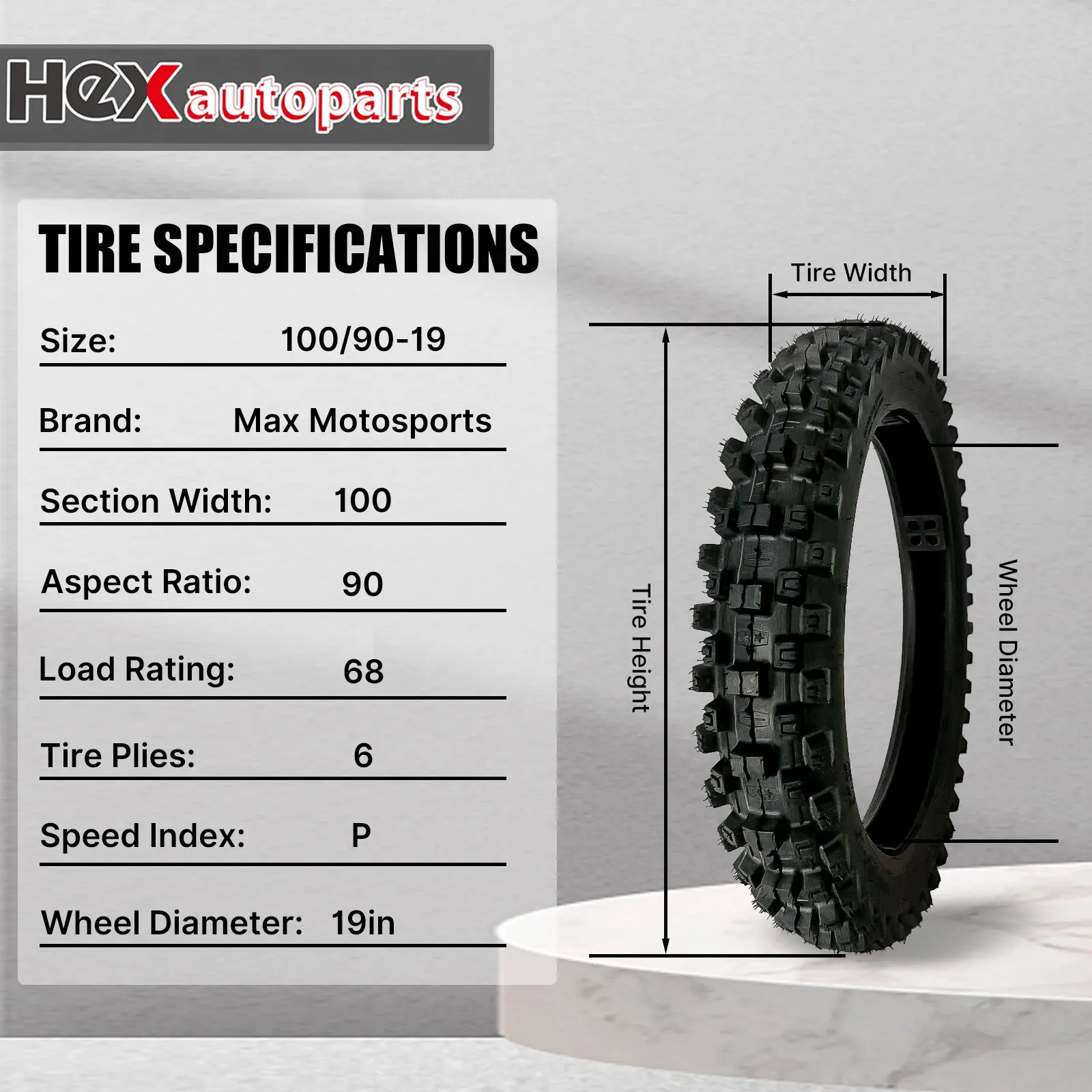 100 90 19 front tire