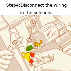 Step4: Disconnect the wiring to the solenoid. Step4: Disconnect the wiring to the solenoid.