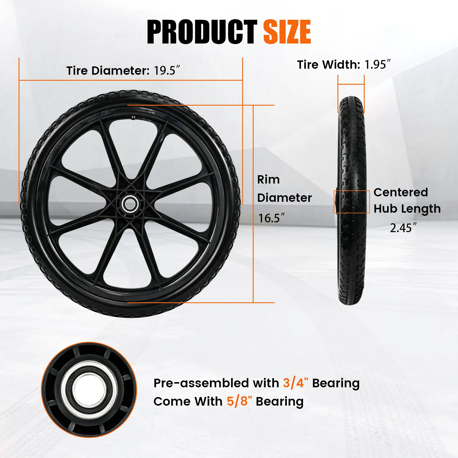 20 flat free tire size