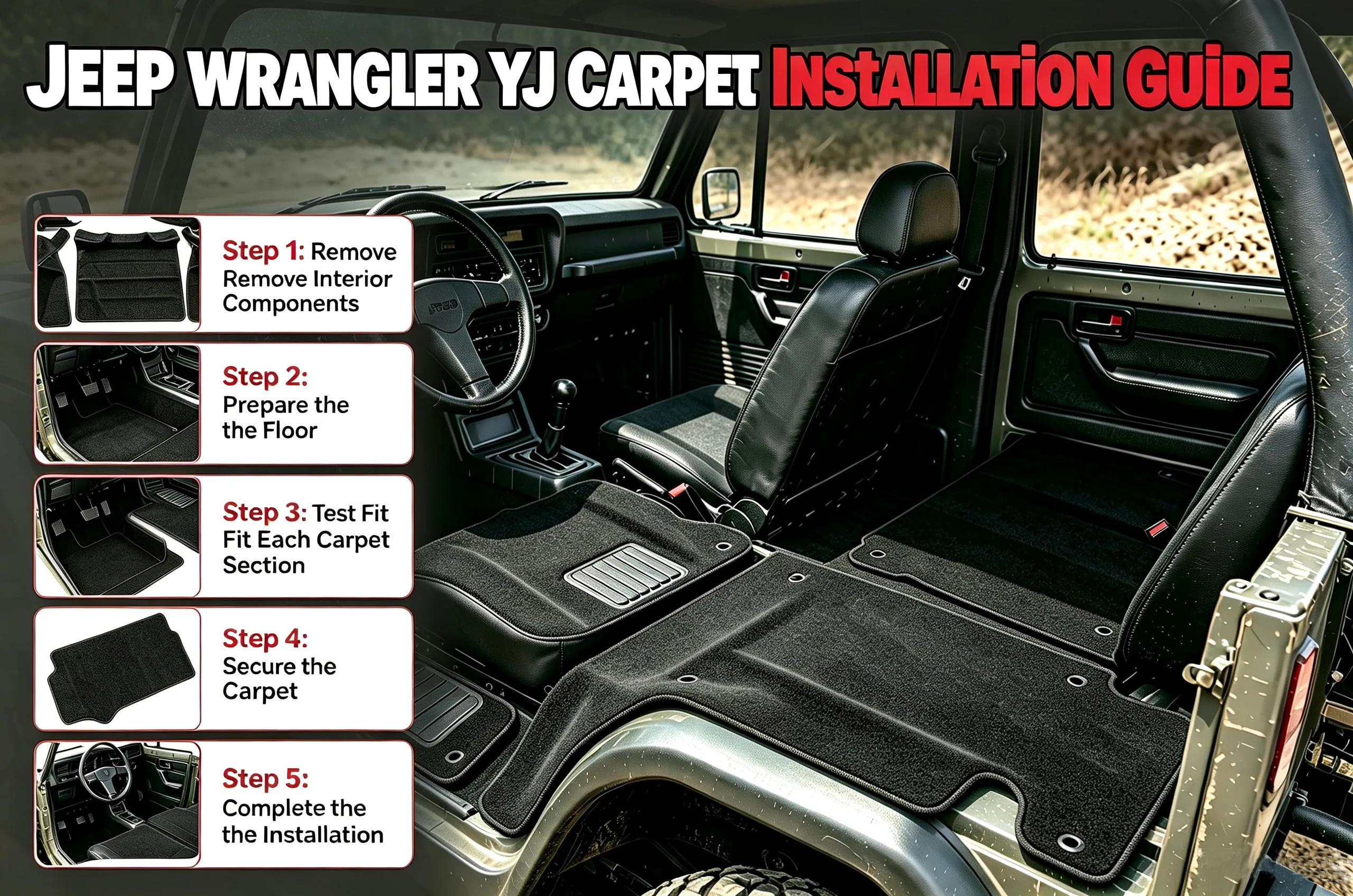 1987-1995 Jeep Wrangler YJ carpet kit installation 1987-1995 Jeep Wrangler YJ carpet kit installation