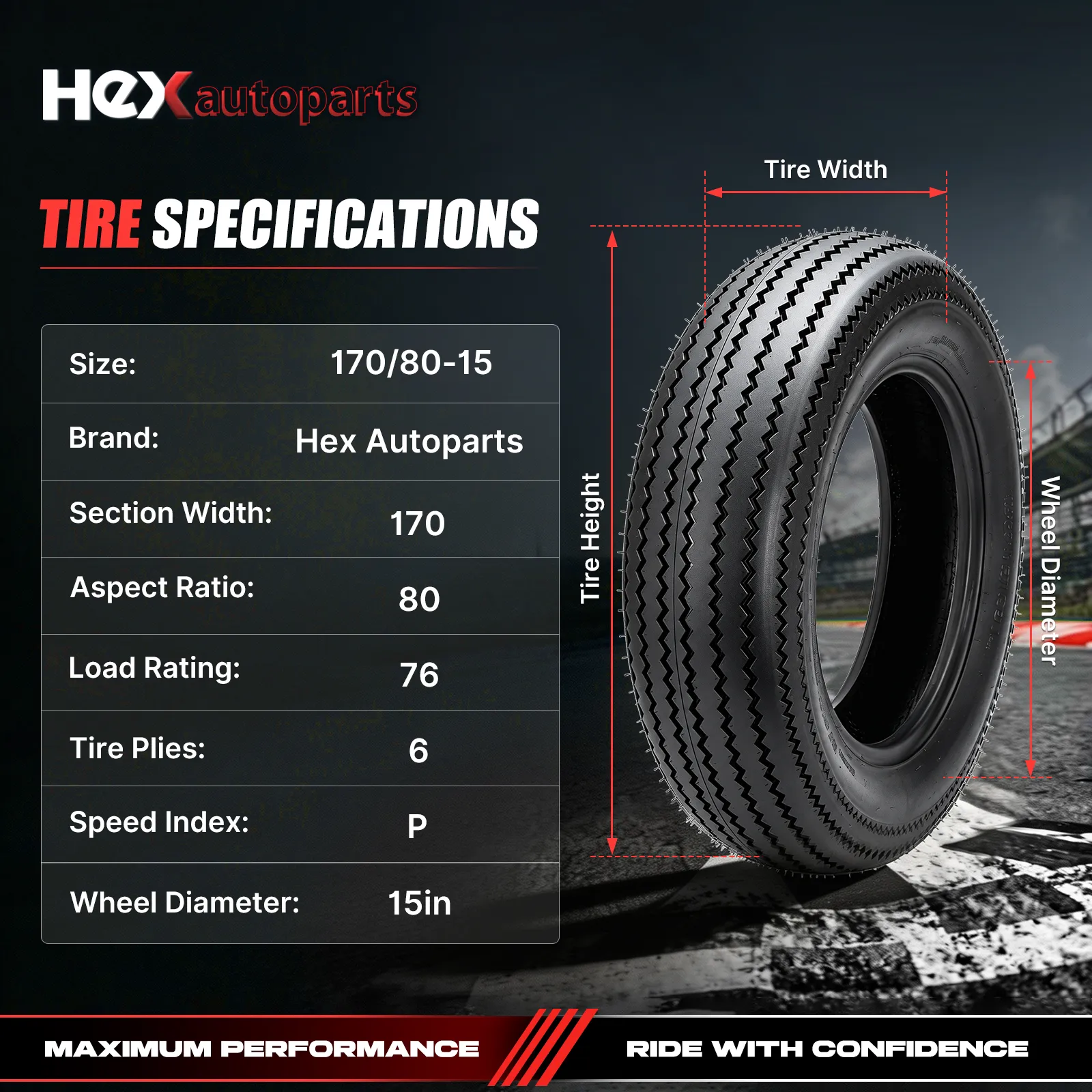 170 80 15 Rear Motorcycle Tire Size
