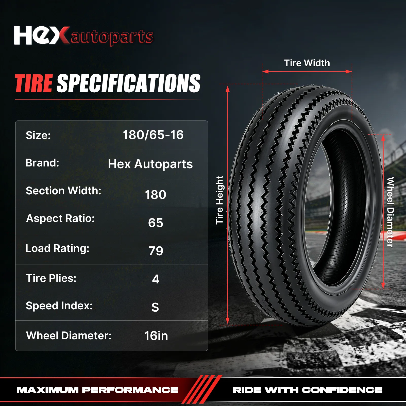 180 65 16 Rear Motocycle Tire Size