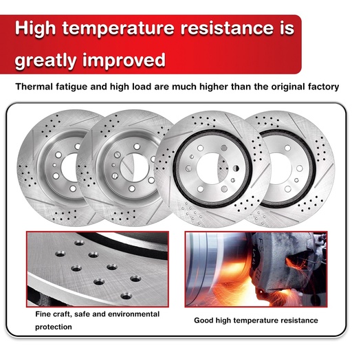 1999-2007 Chevy Silverado 1500 Front Rear Drilled And Slotted Brake Rotors Included Ceramic Pads 2WD 4WD