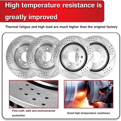 2008 2009 2010 Nissan Titan Infiniti QX56 Front Rear Drilled And Slotted Brake Rotors Included Ceramic Pads