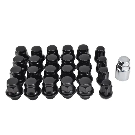 Black 12x1.5 Mag Lug Nuts With Washer Key For Toyota 4Runner Tacoma Tundra 24pcs