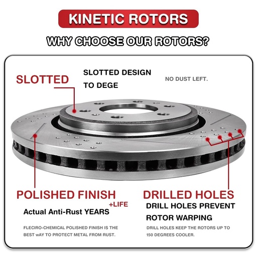 11.1 inch Front and 10.24 inch Rear Drilled Slotted Brake Rotors For Honda Accord 2003-2007 Included Ceramic Pads