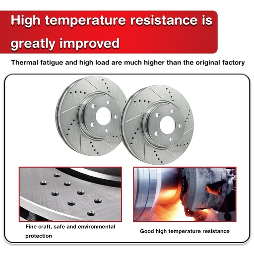 11.1 inch Front and 10.24 inch Rear Drilled Slotted Brake Rotors For Honda Accord 2003-2007 Included Ceramic Pads
