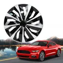 16 inch Wheel Covers Full Rim Snap On Hub Caps For R16 Tire & Steel Wheels Set of 4 Black And Silver
