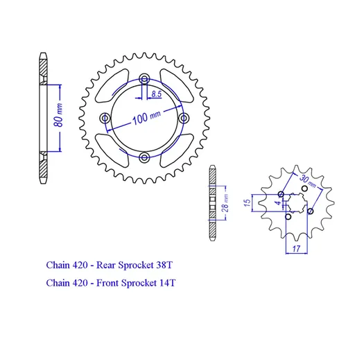 2013-2024 Honda CRF110F Chain And Sprocket Kit Gold