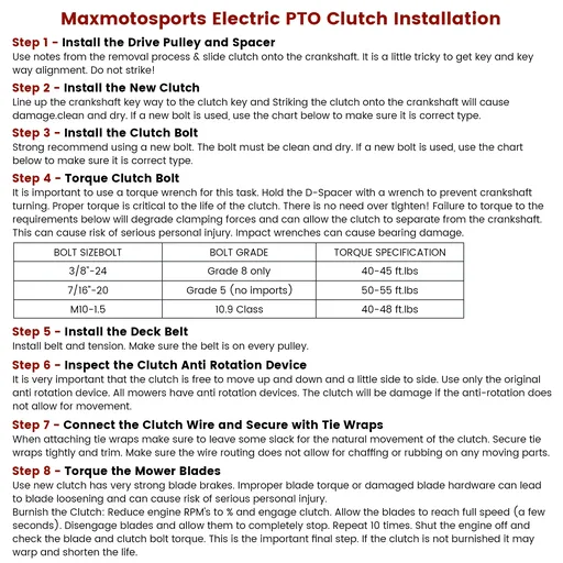 Maxmotosports Electric PTO Clutch Installation