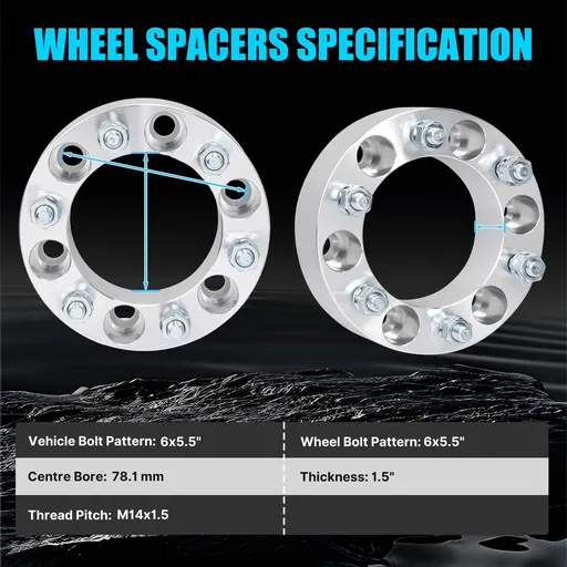 6x5.5 Wheel Spacers 2 inch 108mm Hub Bore M12x1.5 Studs For Toyota Tacoma 4Runner Tundra 4pcs