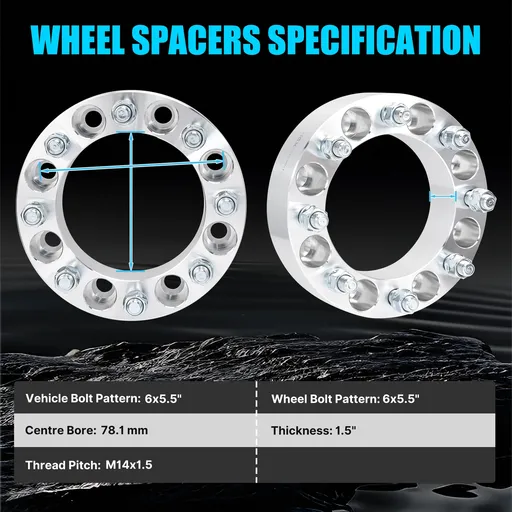 8x6.5 Wheel Spacers 2 inch 130mm Hub Bore 14mm x 1.5 Studs For Chevy Express 2500 3500 Silverado 1500 2500 3500 Suburban 2500 2pcs