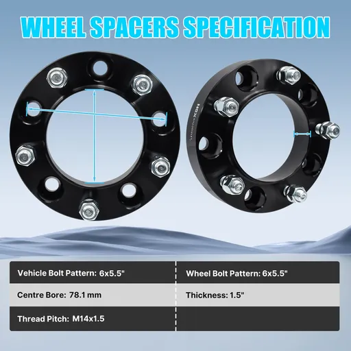 5x150 Wheel Spacers 1.25 inch Hub Centric 110mm Hub Bore M14x1.5 Studs For Toyota Tundra Sequoia Lexus LX470 Black 4pcs