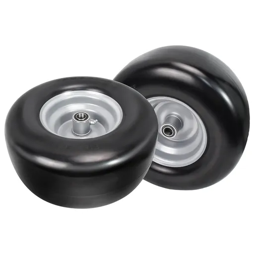 2pcs 13x6.5x6 Flat Free Tire And Wheel With 4"-7.5" Centered Hub 3/4" or 5/8" Bearings For Lawn Mower Garden Tractor