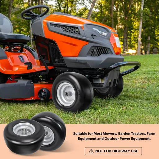 2pcs 13x6.5x6 Flat Free Tire And Wheel With 4"-7.5" Centered Hub 3/4" or 5/8" Bearings For Lawn Mower Garden Tractor