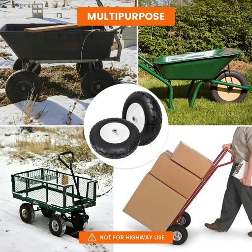 2pcs 15x4.80 4.00x8 Flat Free Tire And Wheel With 3"-7.2" Centered Hub 3/4" Bearings For Wheelbarrow Hand Truck Wagon
