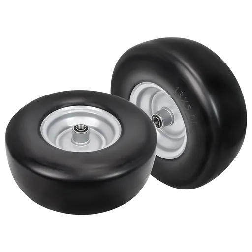 2pcs 13x5x6 Flat Free Tire And Wheel With 3.3"-5.8" Centered Hub 3/4" or 5/8" Bearing For Lawn Mower Garden Tractor