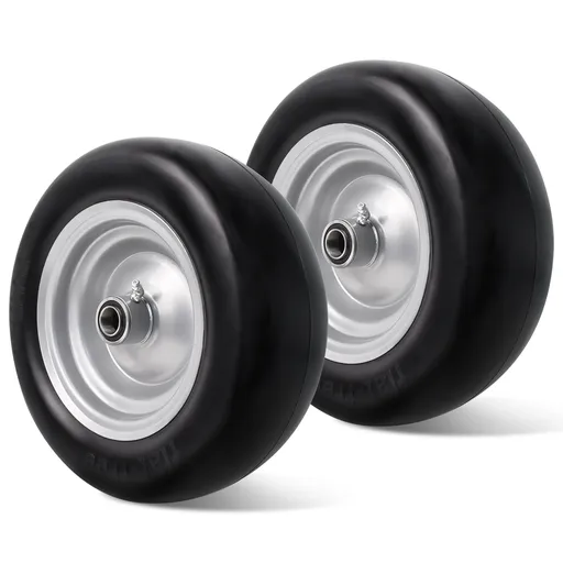 2pcs 11x4x5 Flat Free Tire And Wheel With 3.4"-5.98" Centered Hub 1/2" or 5/8" Bearing For Zero Turn Mowers
