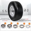 2pcs 11x4x5 Flat Free Tire And Wheel With 3.4"-5.98" Centered Hub 1/2" or 5/8" Bearing For Zero Turn Mowers