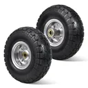 2pcs 4.1x3.5x4 Flat Free Tire And Wheel With 2.2" Hub 5/8" Bearing For Wheelbarrow Hand Truck Wagon