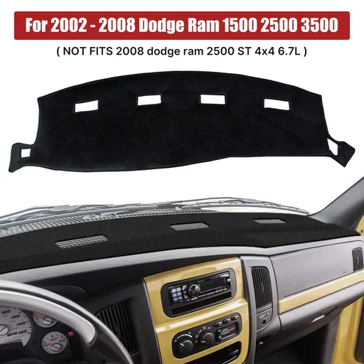 2002-2008 Dodge Ram 1500 2500 3500 Dashboard Cover Mat Carpet Black