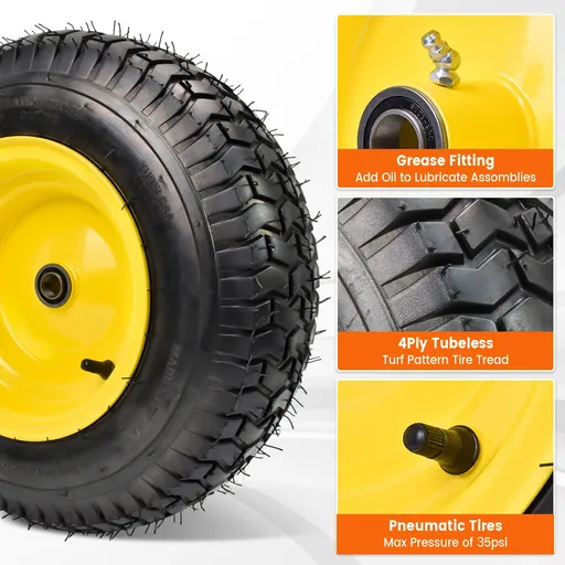 2pcs 16x6.5x8 Turf Tire With 3.3" Hub 3/4" Bearing For Lawn Mower Garden Tractor