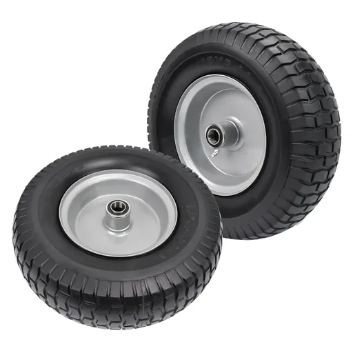2pcs 13x5x6 Flat Free Tire And Wheel With 3.3" Hub 3/4" Bearing For Lawn Mower Garden Tractor