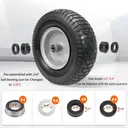 2pcs 13x5x6 Flat Free Tire And Wheel With 3.3" Hub 3/4" Bearing For Lawn Mower Garden Tractor