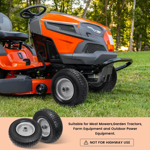 2pcs 13x5x6 Flat Free Tire And Wheel With 3.3" Hub 3/4" Bearing For Lawn Mower Garden Tractor