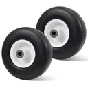 2pcs 9x3.50x4 Flat Free Tire And Wheel With 4.4" Hub 3/4" Bearing For Lawn Mower Garden Tractor