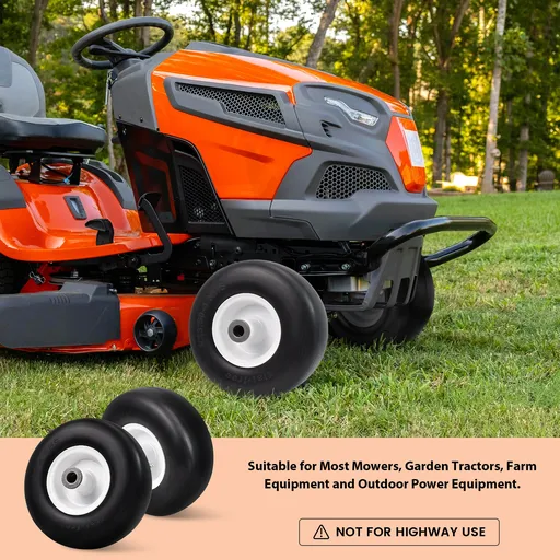2pcs 9x3.50x4 Flat Free Tire And Wheel With 4.4" Hub 3/4" Bearing For Lawn Mower Garden Tractor