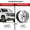 6x5.5 to 5x5 Wheel Adapters 2 inch Fit 5 Lug Wheels to 6 Lug Chevy GMC Truck 108mm Hub Bore 12x1.5 Thread Pitch 4pcs