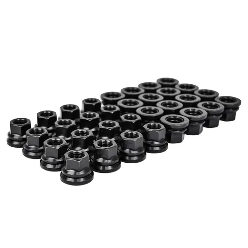 14 x 1.5 Black Flat Seat Open End Lug Nuts For Ford F250 F350 Super Duty 32pcs