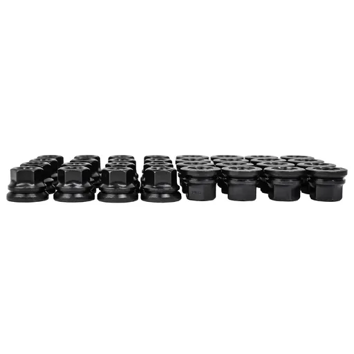 14 x 1.5 Black Flat Seat Open End Lug Nuts For Ford F250 F350 Super Duty 32pcs