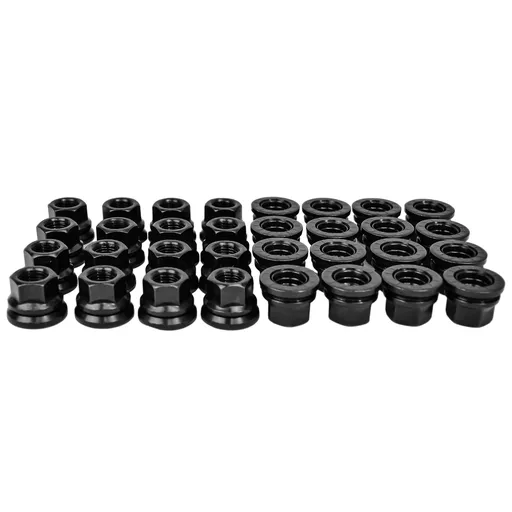14 x 1.5 Black Flat Seat Open End Lug Nuts For Ford F250 F350 Super Duty 32pcs