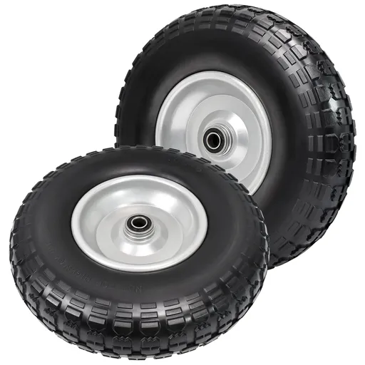 2pcs 13x4.00x6 Flat Free Tire And Wheel With 1.8"-4.8" Centered Hub 5/8" or 3/4" Bearings For Lawn Mower Garden Tractor