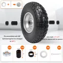 2pcs 13x4.00x6 Flat Free Tire And Wheel With 1.8"-4.8" Centered Hub 5/8" or 3/4" Bearings For Lawn Mower Garden Tractor