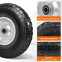 2pcs 13x4.00x6 Flat Free Tire And Wheel With 1.8"-4.8" Centered Hub 5/8" or 3/4" Bearings For Lawn Mower Garden Tractor