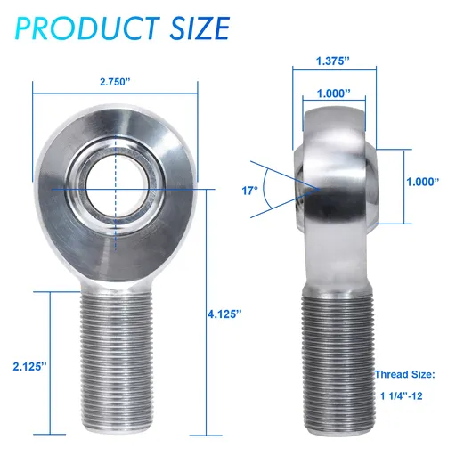 2x Chromoly Panhard Bar Kit Heim Joints 1" x 1-1/4"-12 w/ 1" Cone Spacer Bung .120