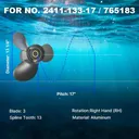 13.25 x 17 Aluminum Outboard Propeller Fit Johnson Evinrude 45-140 HP 3 Blade Replace 2411-133-17