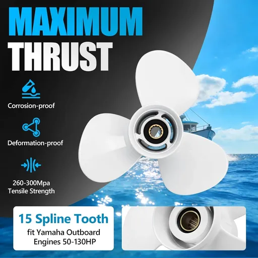 13 x 19 Aluminum Outboard Propeller Fit Yamaha Outboard Enigne 50-130HP 3 Blade Replace 6E5-45941-00-00