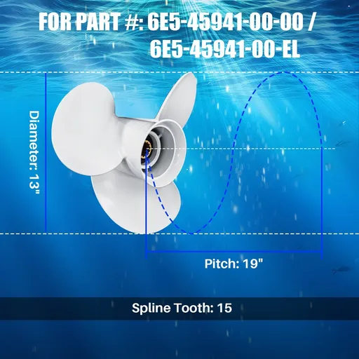 13 x 19 Aluminum Outboard Propeller Fit Yamaha Outboard Enigne 50-130HP 3 Blade Replace 6E5-45941-00-00