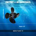 10.6 x 12 Aluminum Outboard Propeller Fit Mercury Enigne 25-70HP 4 Blade Replace 48-8M8026625