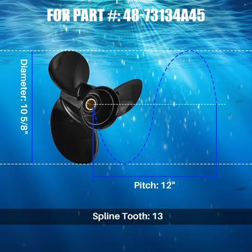 10 5/8x12 Aluminum Outboard Propeller Fit Mercury Enignes 25-70HP 3 Blade Replace 48-73134A45