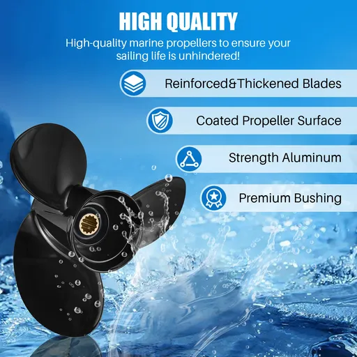 10 5/8x12 Aluminum Outboard Propeller Fit Mercury Enignes 25-70HP 3 Blade Replace 48-73134A45