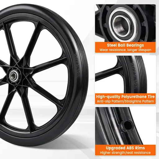 2pcs 20 inch Flat Free Tire And Wheel For Wheelbarrow Garden Wagon Lawn Cart