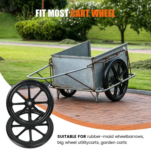 2pcs 20 inch Flat Free Tire And Wheel For Wheelbarrow Garden Wagon Lawn Cart