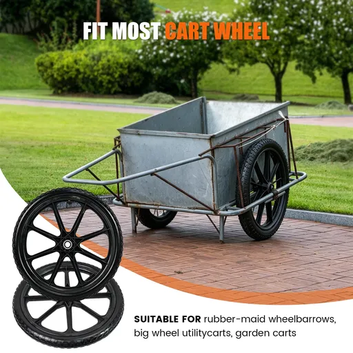 2pcs 20 inch Flat Free Tire And Wheel For Wheelbarrow Garden Wagon Lawn Yard Cart